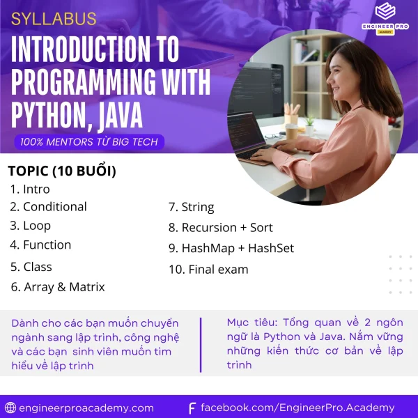 Khóa Học Python, Java Dành Cho Người Mới Big Tech Cùng Engineer Pro