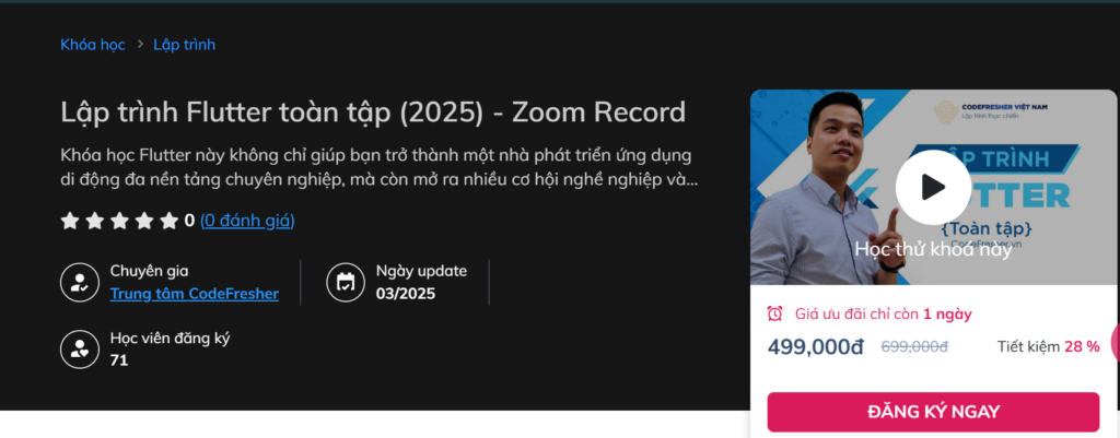 Lập trình Flutter toàn tập - Zoom Record Lập trình Flutter toàn tập - Zoom Record