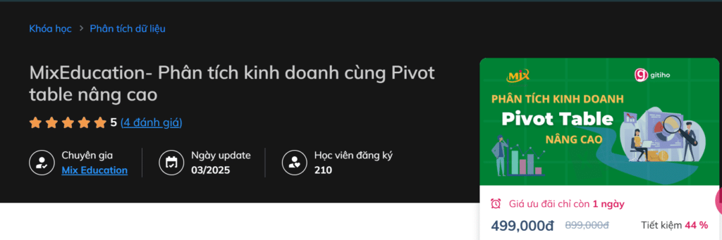 MixEducation- Phân tích kinh doanh cùng Pivot table nâng cao MixEducation- Phân tích kinh doanh cùng Pivot table nâng cao