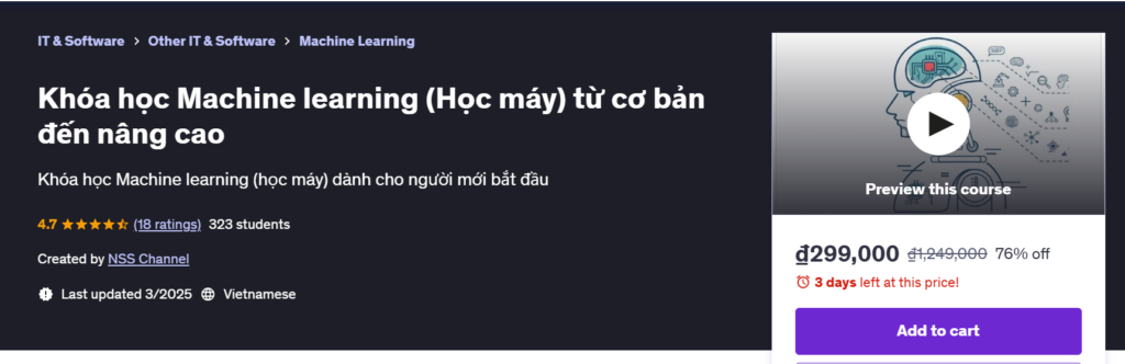 Khóa Học Machine learning (Học máy) từ cơ bản đến nâng cao