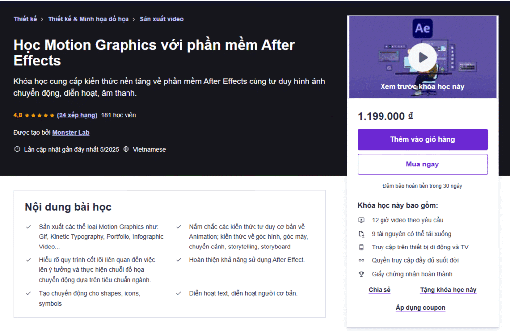 Học Motion Graphics với phần mềm After Effects
