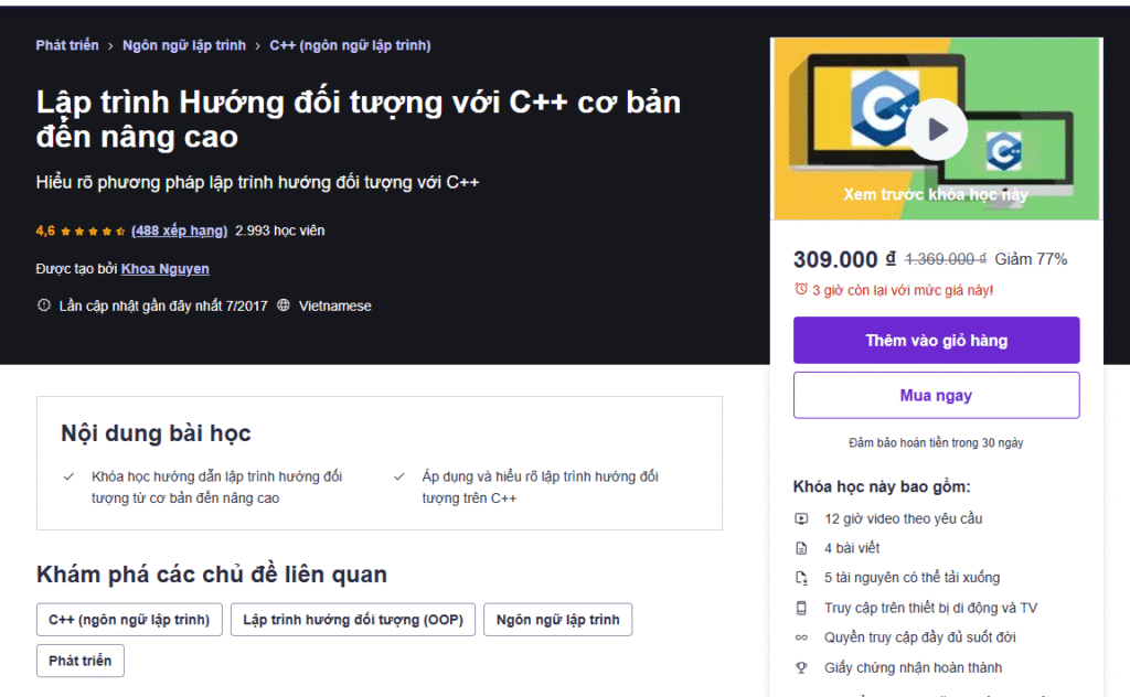 Lập trình Hướng đối tượng với C++ cơ bản đến nâng cao