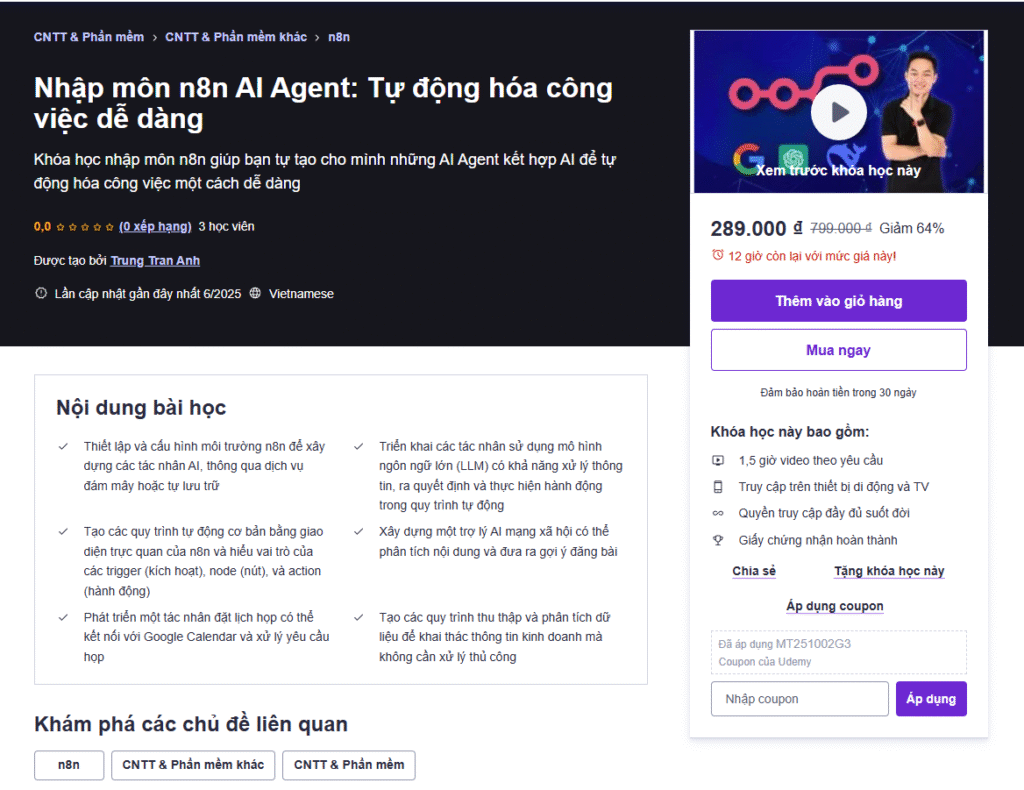 Nhập môn n8n AI Agent: Tự động hóa công việc dễ dàng