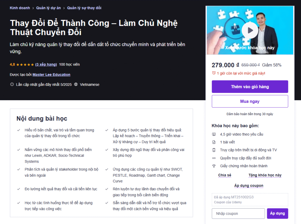 Thay Đổi Để Thành Công – Làm Chủ Nghệ Thuật Chuyển Đổi
