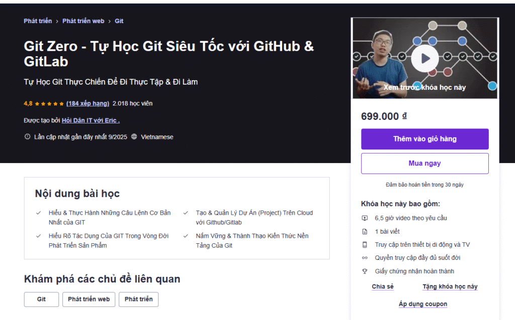 [SHARE] Git Zero - Tự Học Git Siêu Tốc với GitHub & GitLab