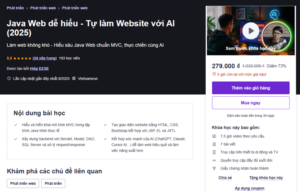 Java Web dễ hiểu - Tự làm Website với AI (2025)