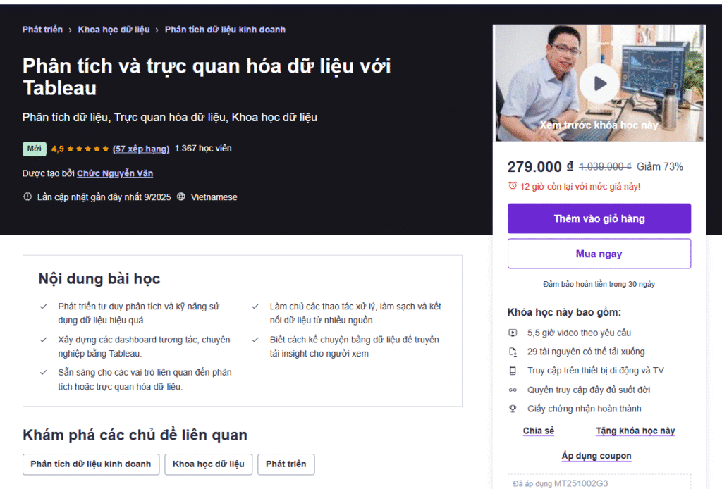Phân tích và trực quan hóa dữ liệu với Tableau