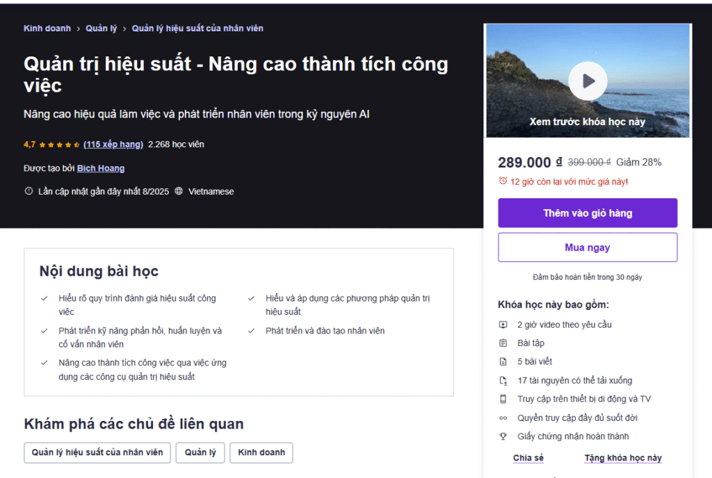 Quản trị hiệu suất - Nâng cao thành tích công việc