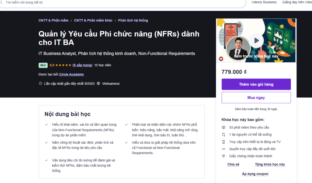 Quản lý Yêu cầu Phi chức năng (NFRs) dành cho IT BA