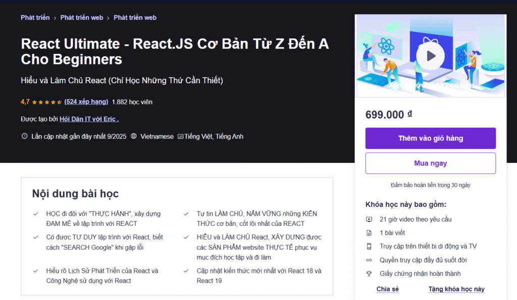 React Ultimate - React.JS Cơ Bản Từ Z Đến A Cho Beginners