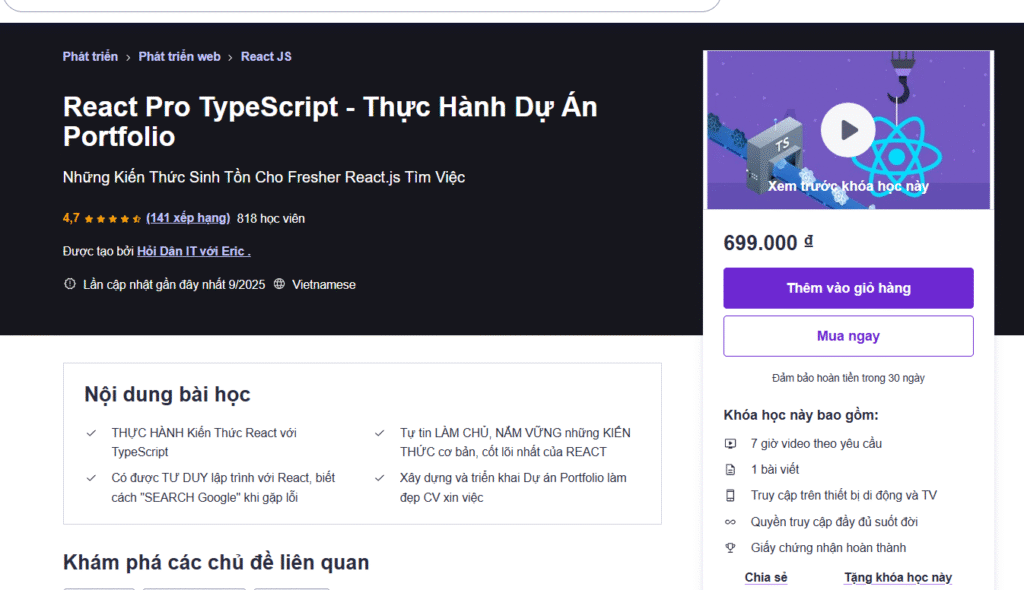 React Pro TypeScript - Thực Hành Dự Án Portfolio