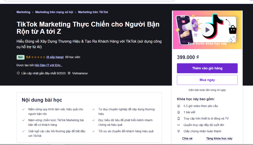TikTok Marketing Thực Chiến cho Người Bận Rộn từ A tới Z