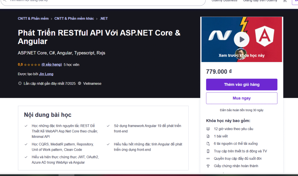 Phát Triển RESTful API Với ASP.NET Core & Angular