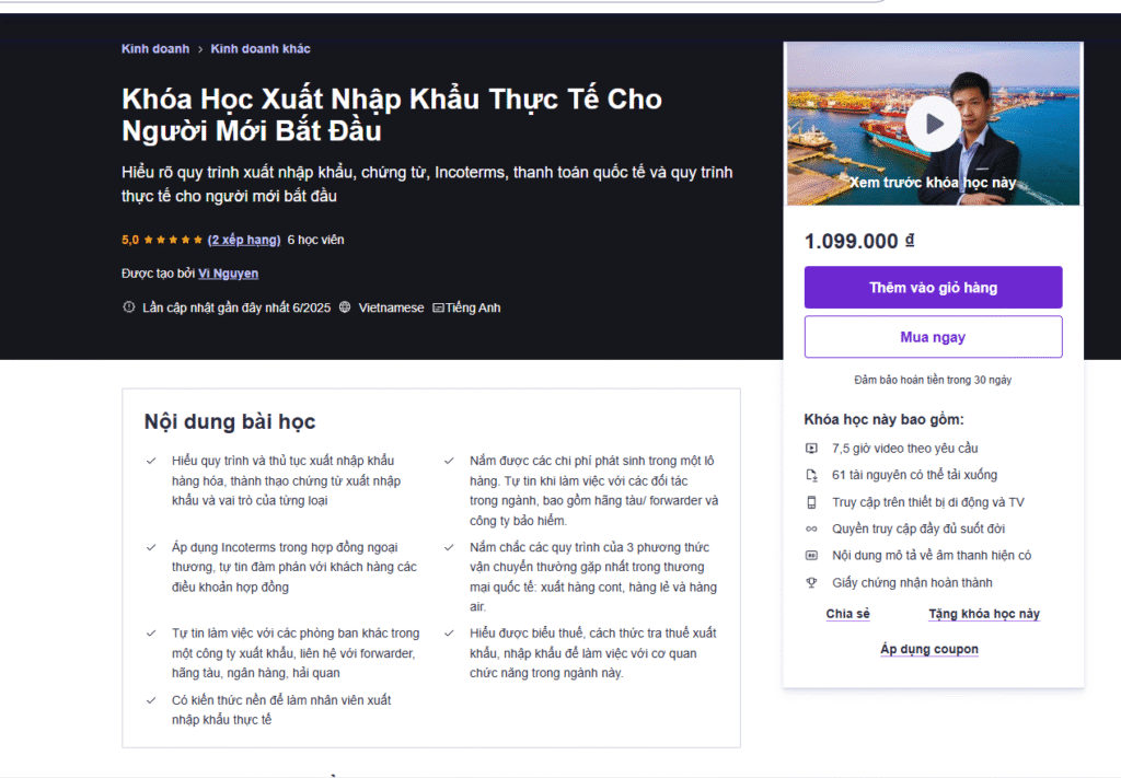 Khóa Học Xuất Nhập Khẩu Thực Tế Cho Người Mới Bắt Đầu