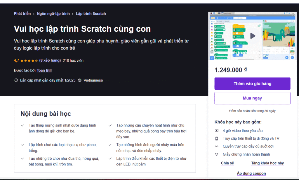 Vui học lập trình Scratch cùng con