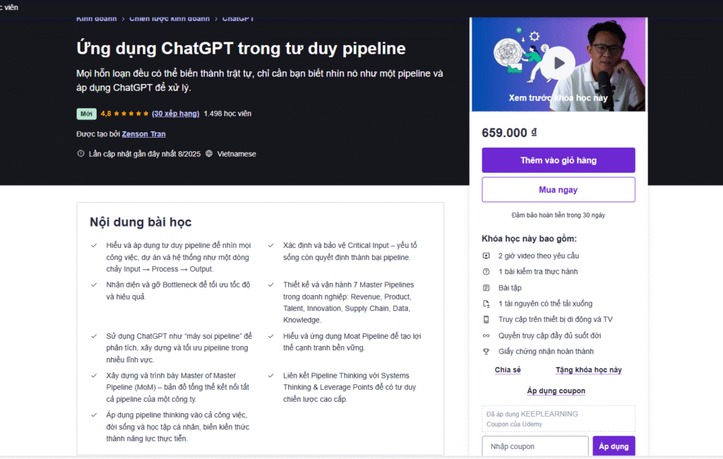 Ứng dụng ChatGPT trong tư duy pipeline

