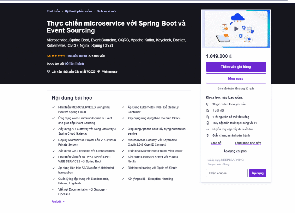 Thực chiến microservice với Spring Boot và Event Sourcing