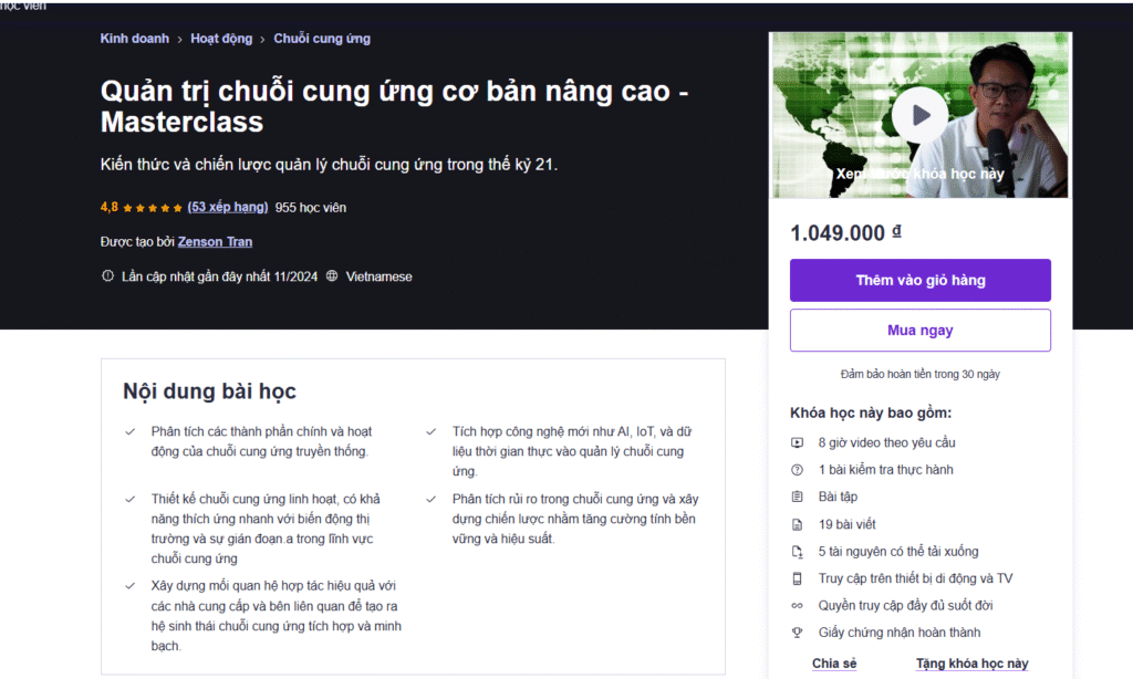 Quản trị chuỗi cung ứng cơ bản nâng cao - Masterclass