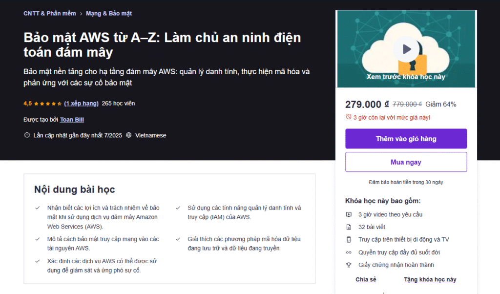 Bảo mật AWS từ A–Z: Làm chủ an ninh điện toán đám mây